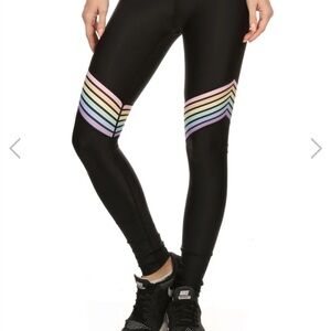 Black Leggings with Pastel Chevron Stripes